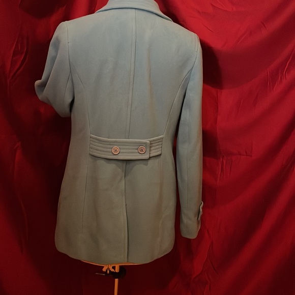 Teal colored, Double breasted, wool blend coat - Picture 3 of 11